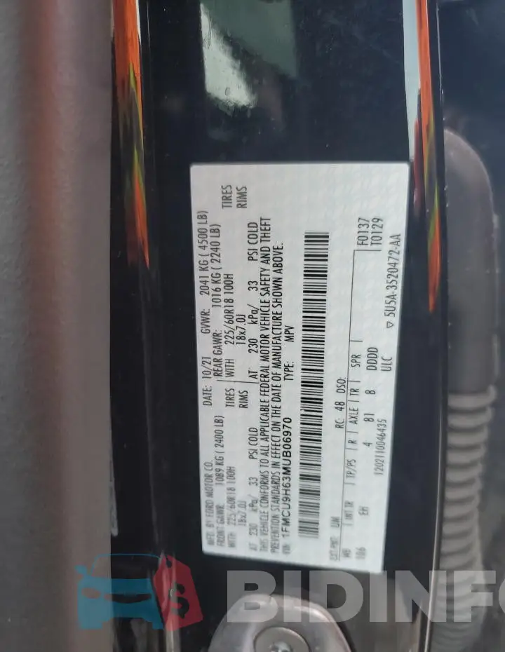 1FMCU9H63MUB06970 Photo# 13