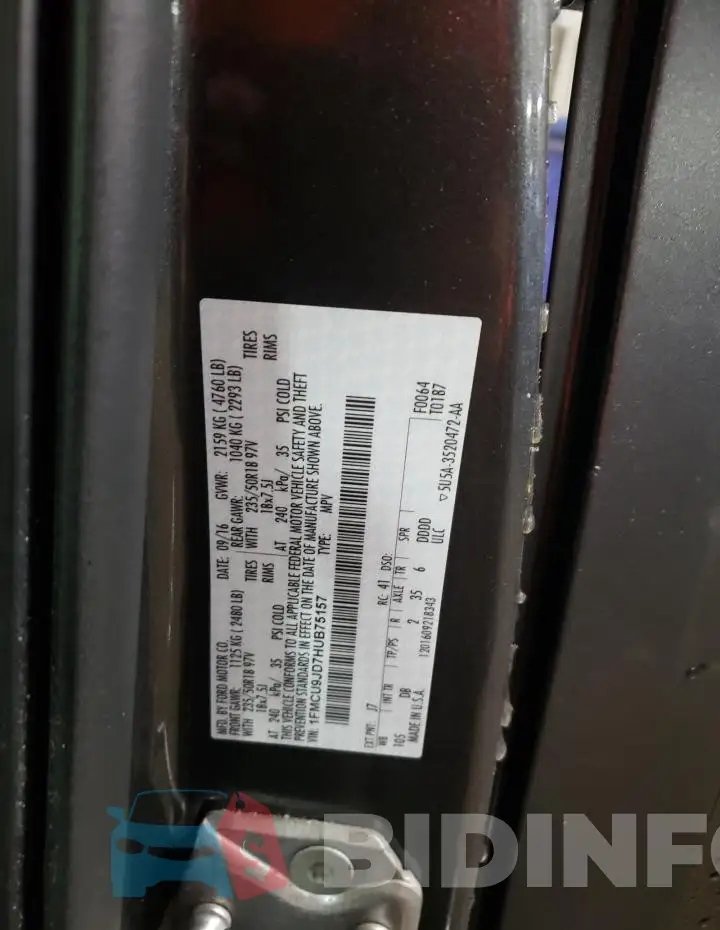 1FMCU9JD7HUB75157 Photo# 13