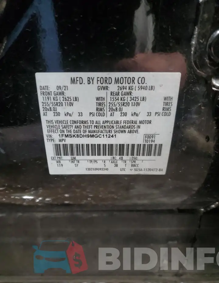 1FMSK8DH9MGC11241 Photo# 13