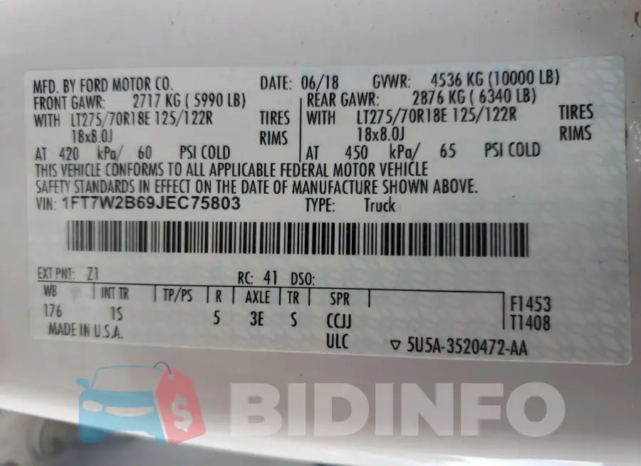 1FT7W2B69JEC75803 Photo# 12