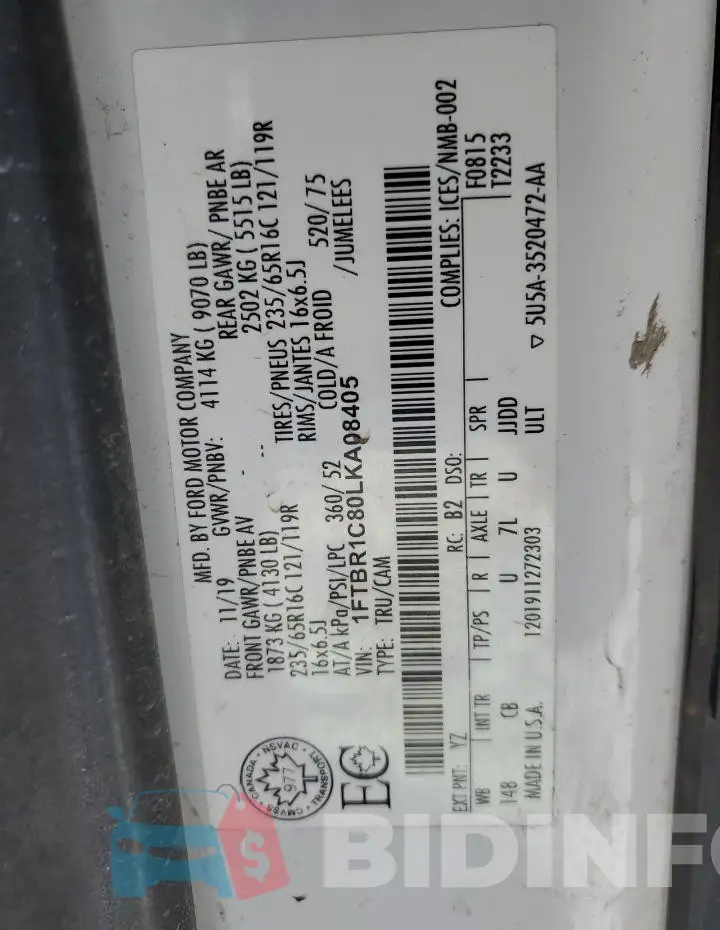 1FTBR1C80LKA08405 Photo# 12