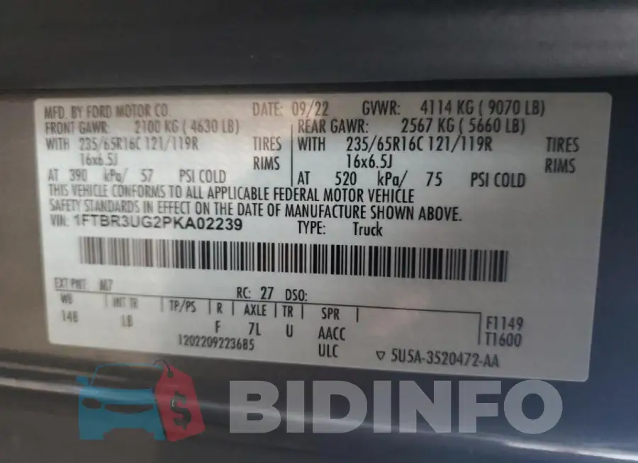 1FTBR3UG2PKA02239 Photo# 14