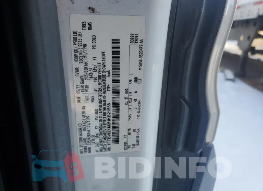 1FTBW2XM2HKB21558 Photo# 13