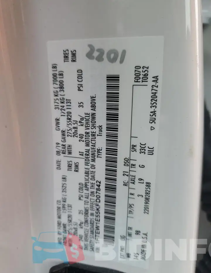 1FTEW1E55KFD07842 Photo# 12