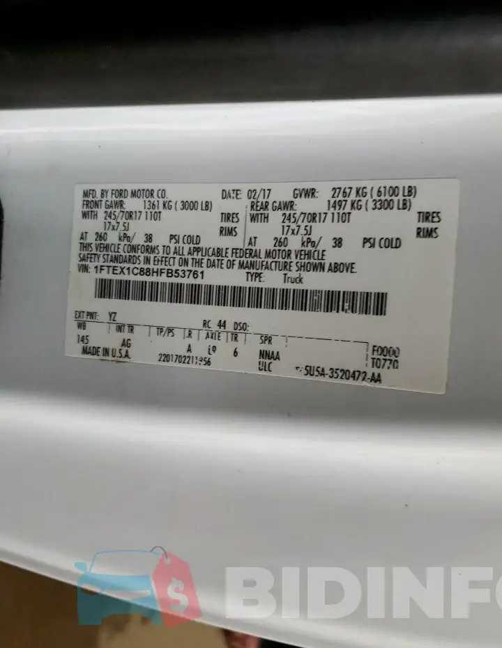 1FTEX1C88HFB53761 Photo# 13