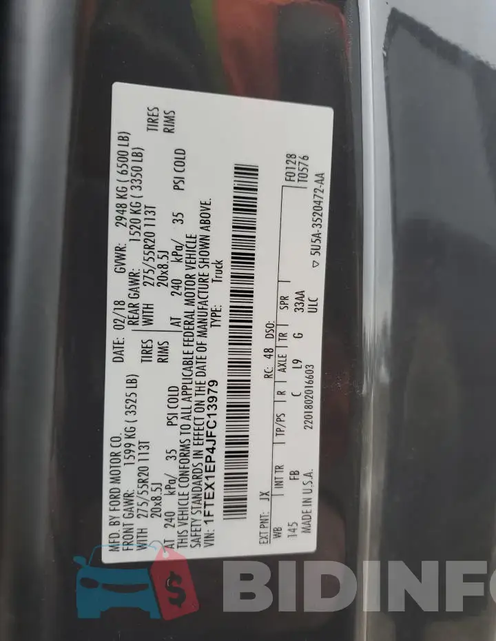 1FTEX1EP4JFC13979 Photo# 13