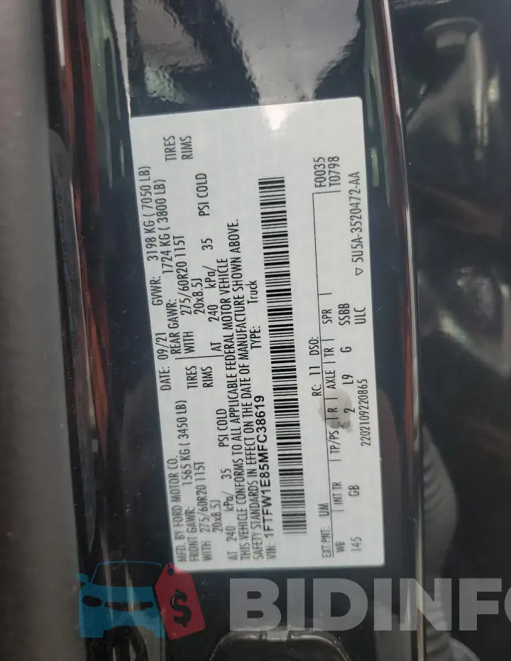 1FTFW1E85MFC38619 Photo# 12