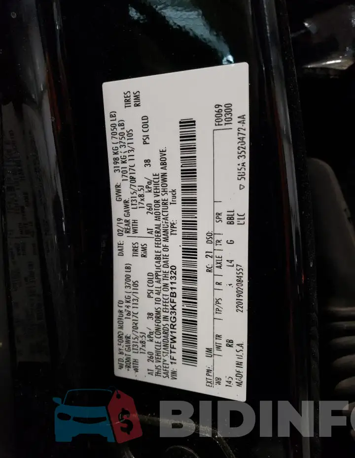 1FTFW1RG3KFB11320 Photo# 12