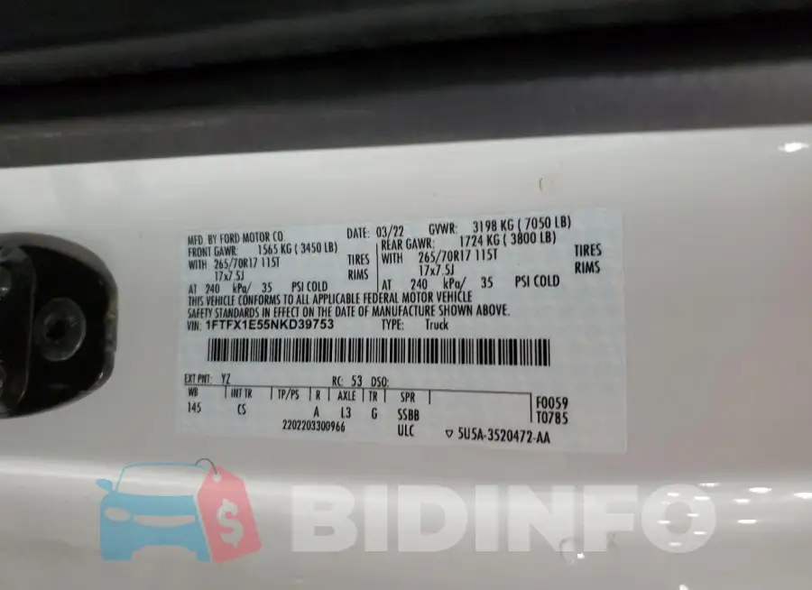 1FTFX1E55NKD39753 Photo# 12