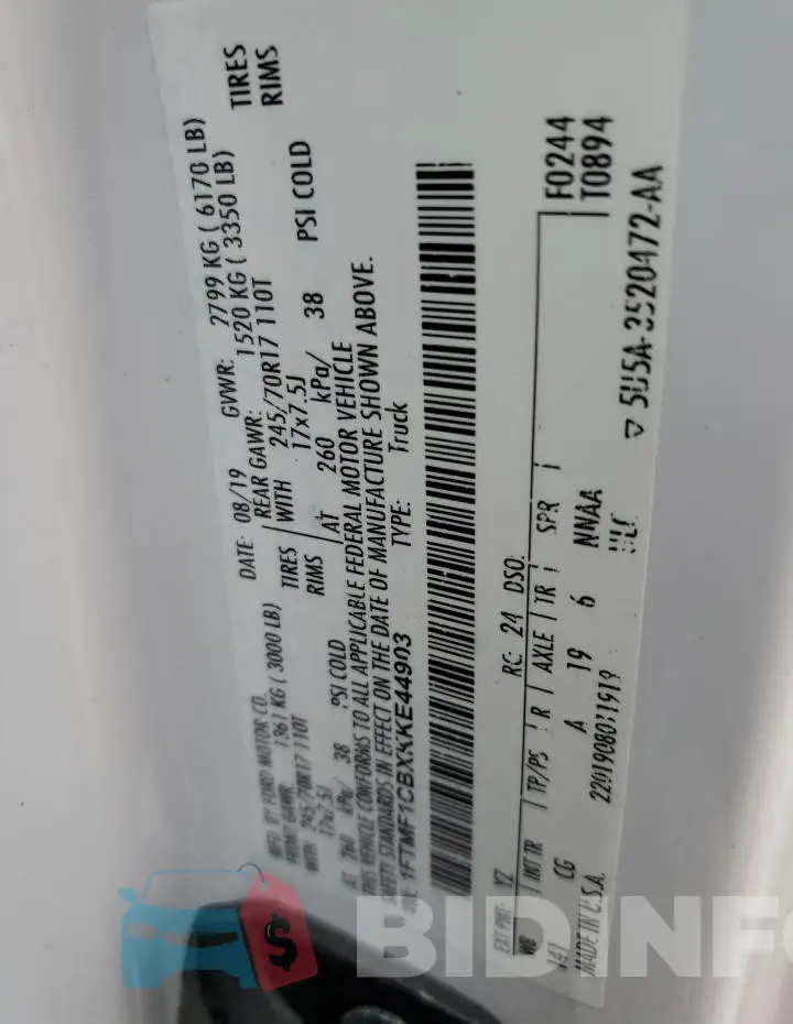 1FTMF1CBXKKE44903 Photo# 13