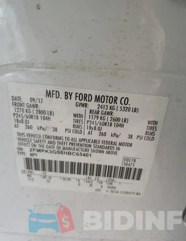 2FMPK3G98HBC65401 Photo# 13