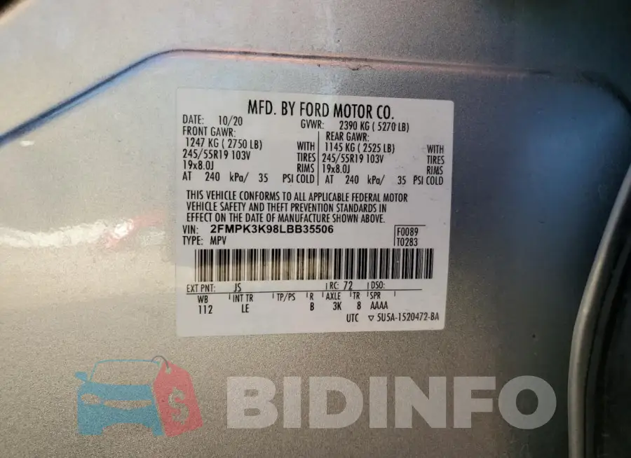 2FMPK3K98LBB35506 Photo# 14