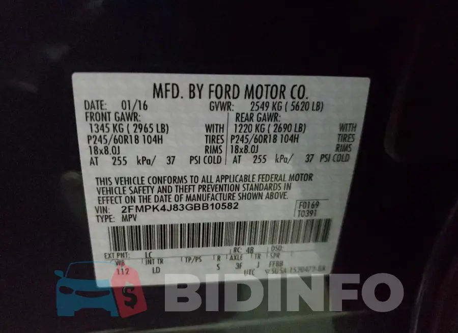 2FMPK4J83GBB10582 Photo# 13
