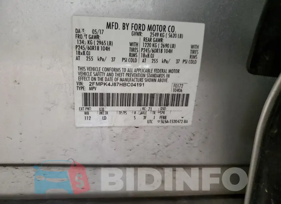 2FMPK4J87HBC04191 Photo# 13