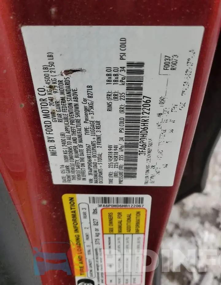 3FA6P0HD6HR122067 Photo# 12