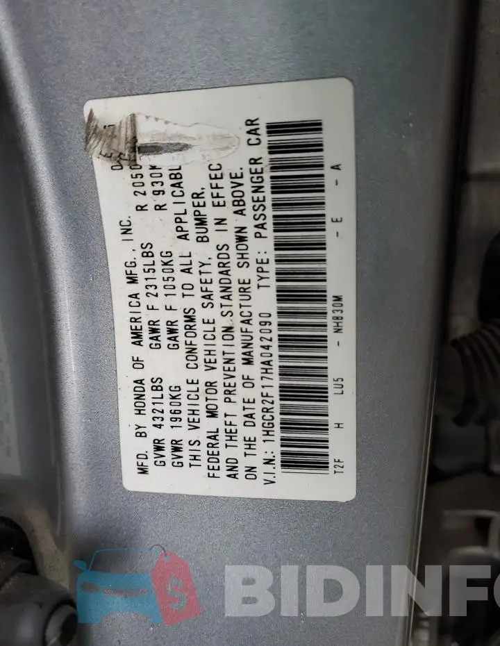 1HGCR2F17HA042090 Photo# 12