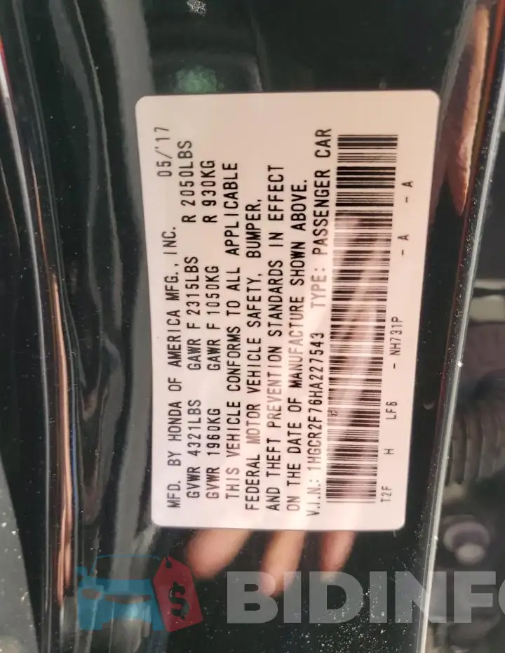 1HGCR2F76HA227543 Photo# 12
