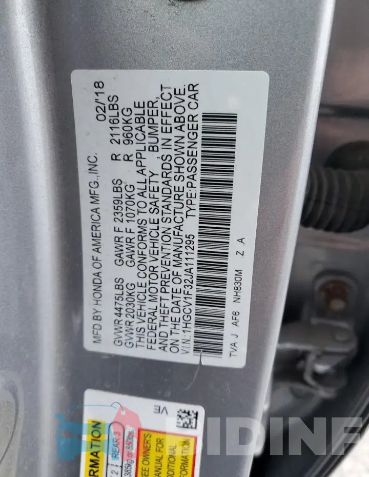 1HGCV1F32JA111295 Photo# 12