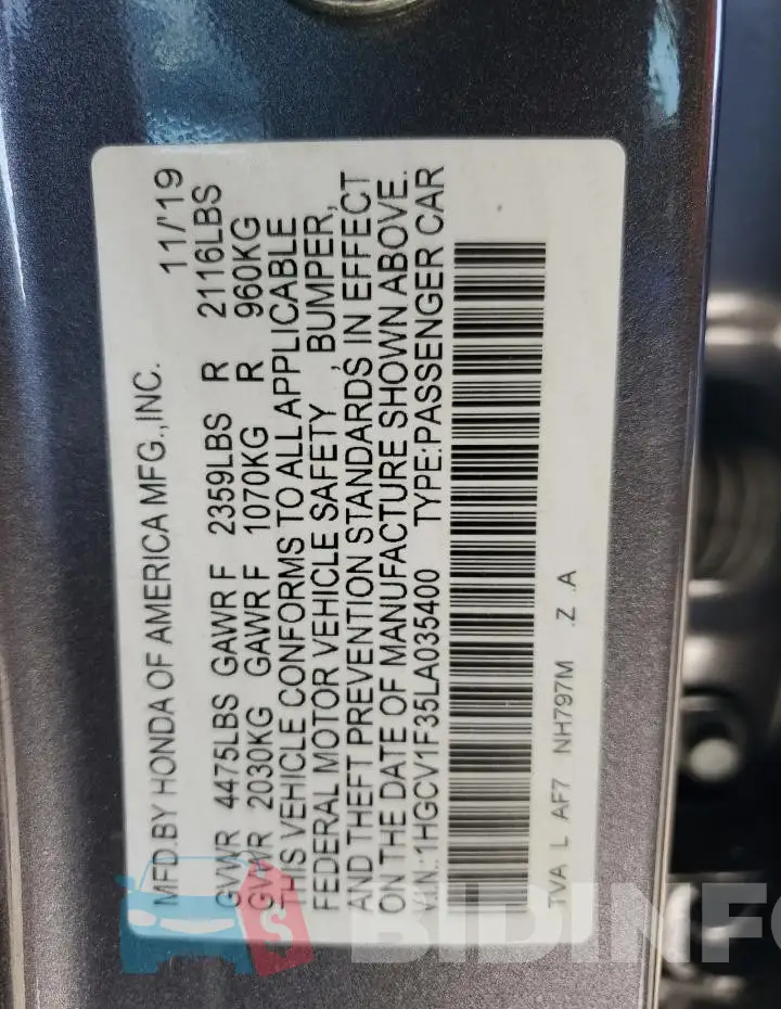 1HGCV1F35LA035400 Photo# 12