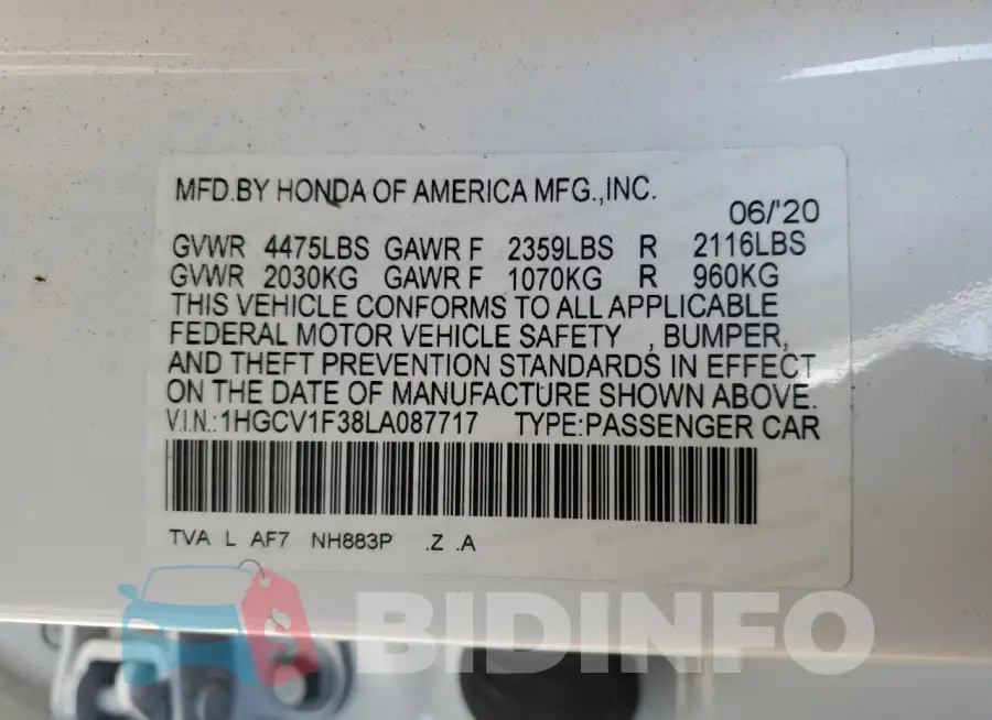 1HGCV1F38LA087717 Photo# 12