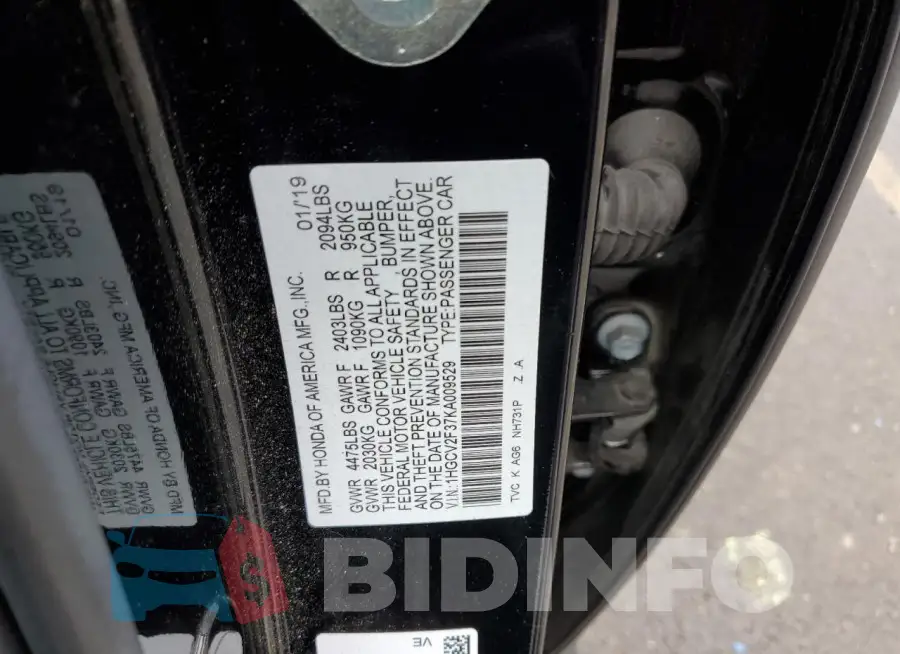 1HGCV2F37KA009529 Photo# 12