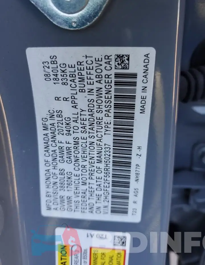 2HGFE2F56RH502337 Photo# 12