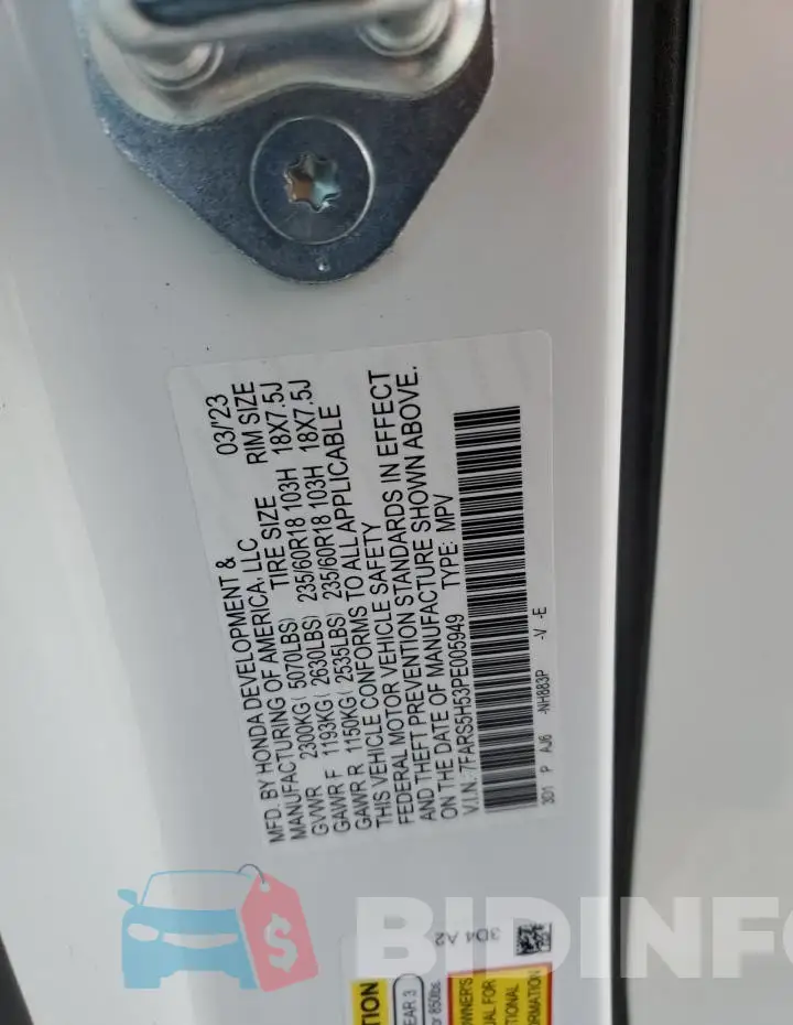 7FARS5H53PE005949 Photo# 14