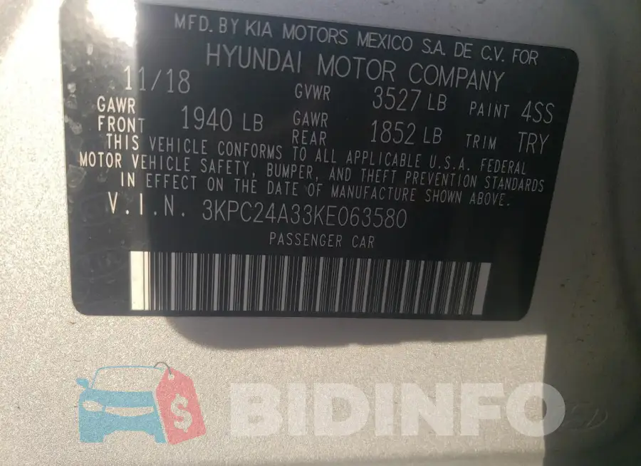 3KPC24A33KE063580 Photo# 12