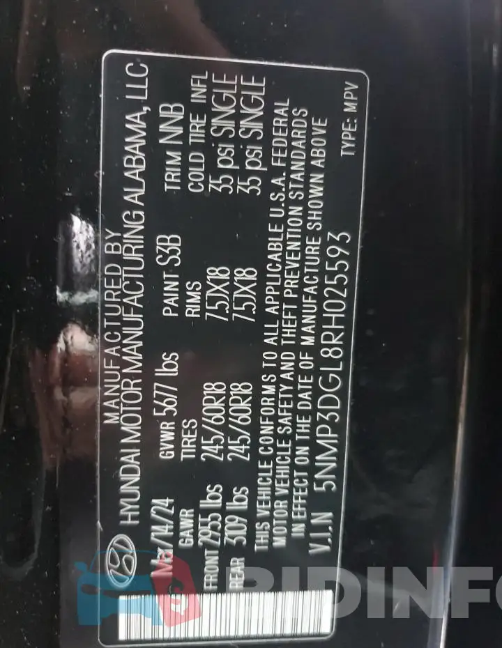 5NMP3DGL8RH025593 Photo# 14
