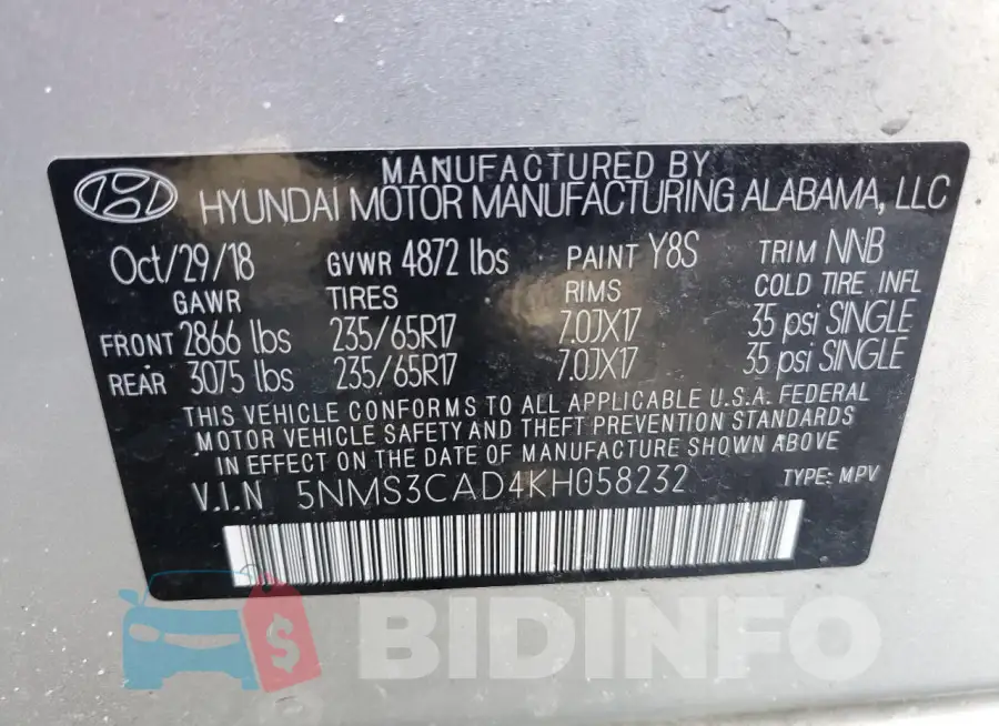 5NMS3CAD4KH058232 Photo# 14