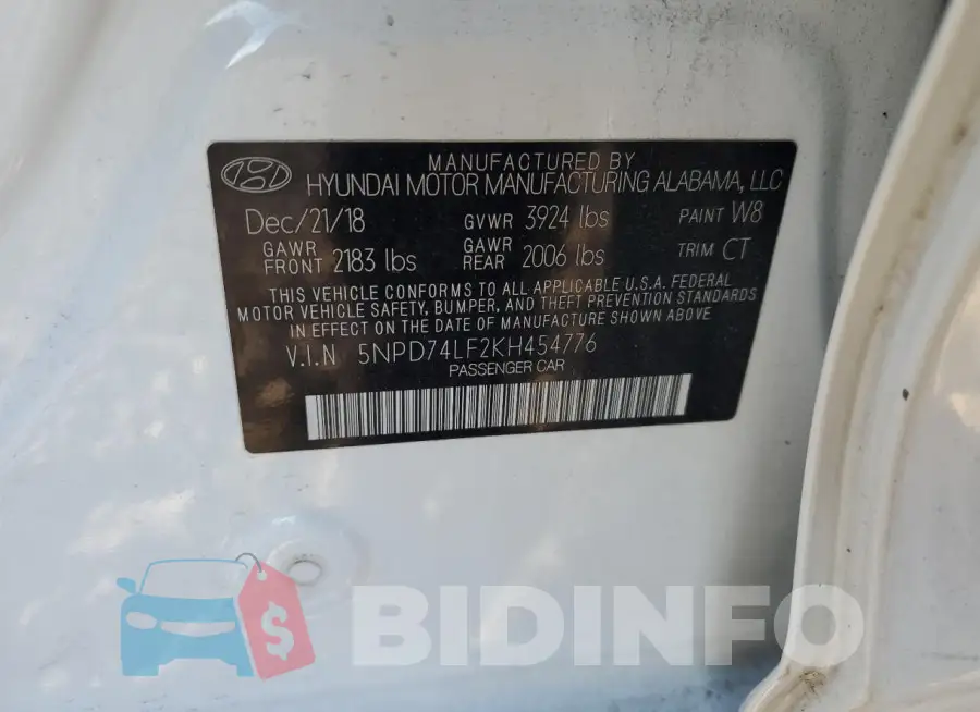 5NPD74LF2KH454776 Photo# 12