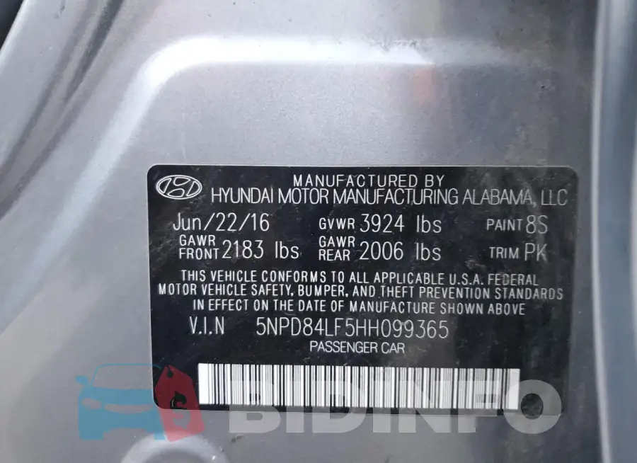 5NPD84LF5HH099365 Photo# 13