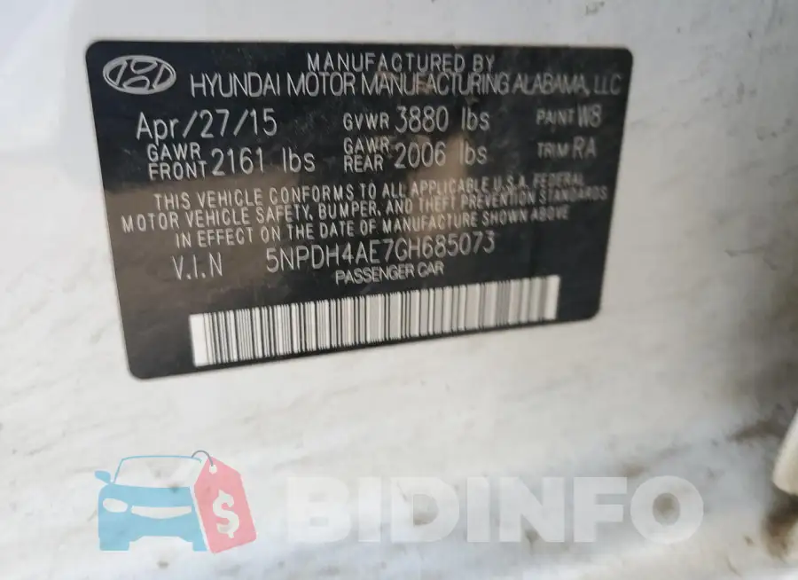 5NPDH4AE7GH685073 Photo# 13
