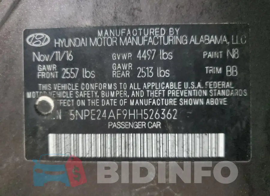 5NPE24AF9HH526362 Photo# 12