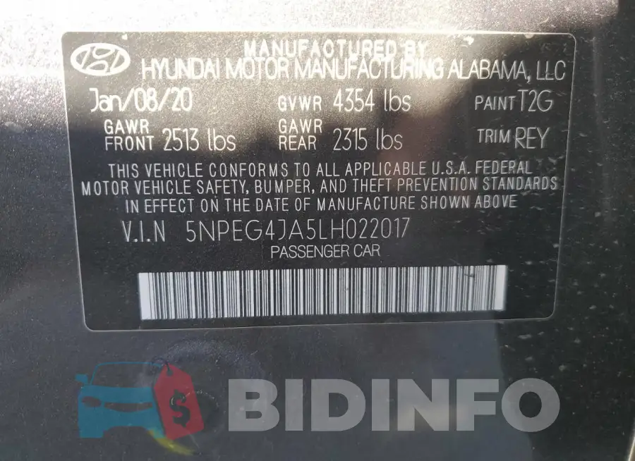 5NPEG4JA5LH022017 Photo# 13