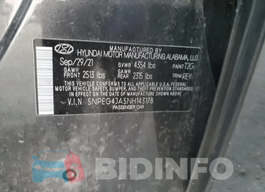 5NPEG4JA5NH143178 Photo# 12