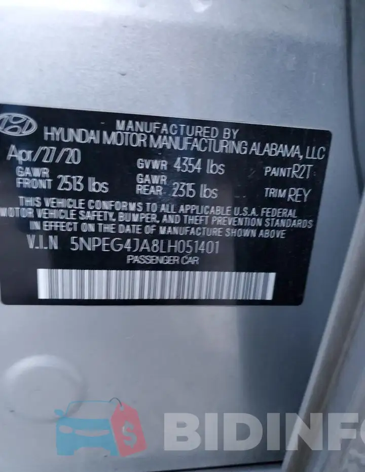 5NPEG4JA8LH051401 Photo# 13