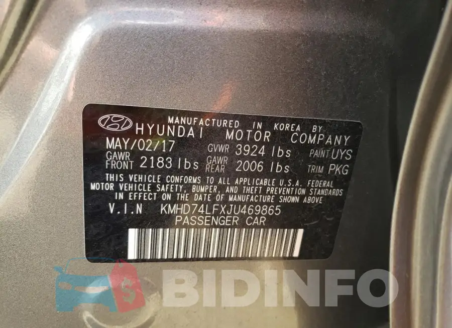 KMHD74LFXJU469865 Photo# 12