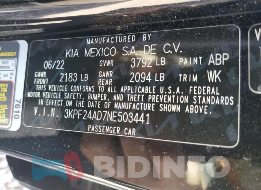 3KPF24AD7NE503441 Photo# 12