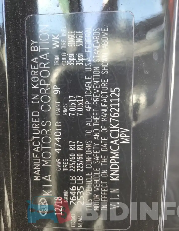 KNDPMCAC1K7621125 Photo# 12