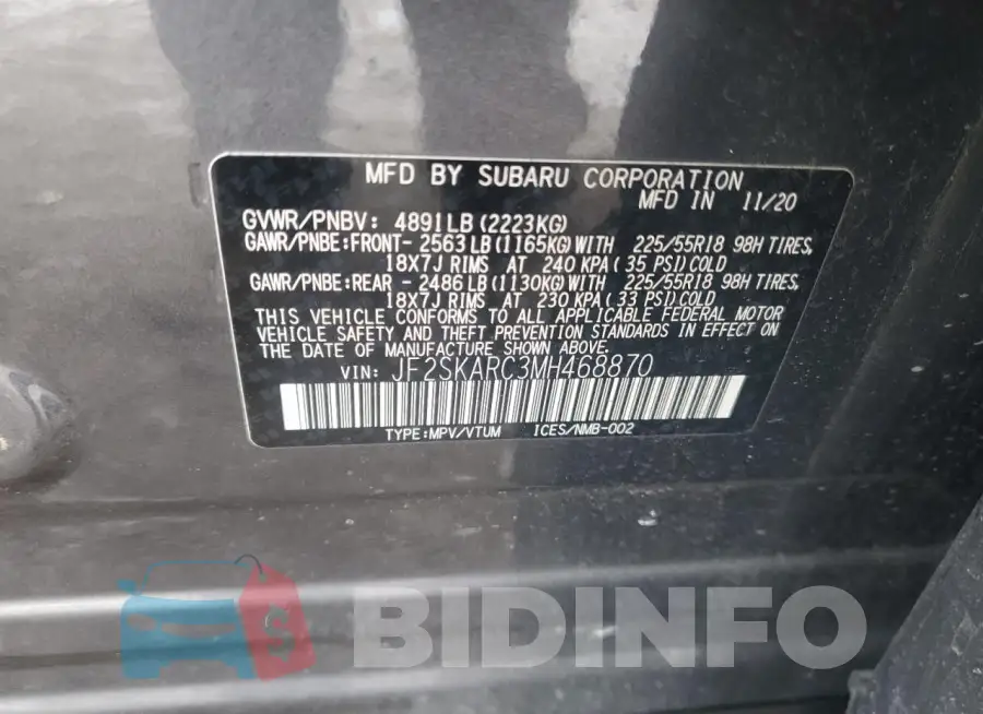 JF2SKARC3MH468870 Photo# 13