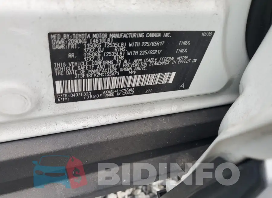2T3F1RFV2MC155473 Photo# 13