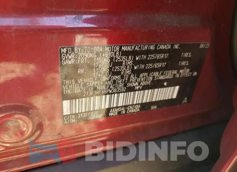 2T3F1RFV6PW383592 Photo# 14