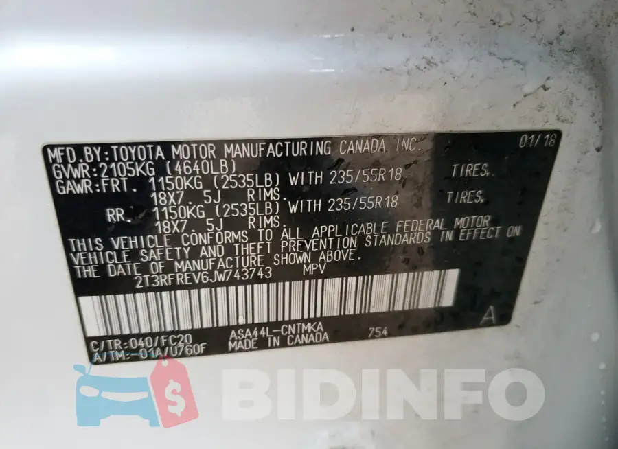 2T3RFREV6JW743743 Photo# 13