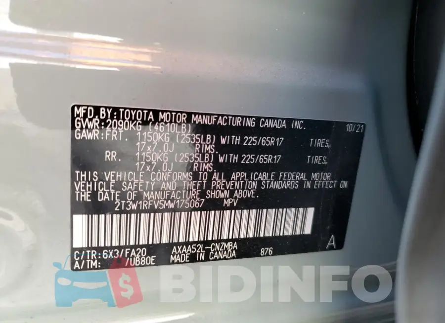 2T3W1RFV5MW175067 Photo# 13