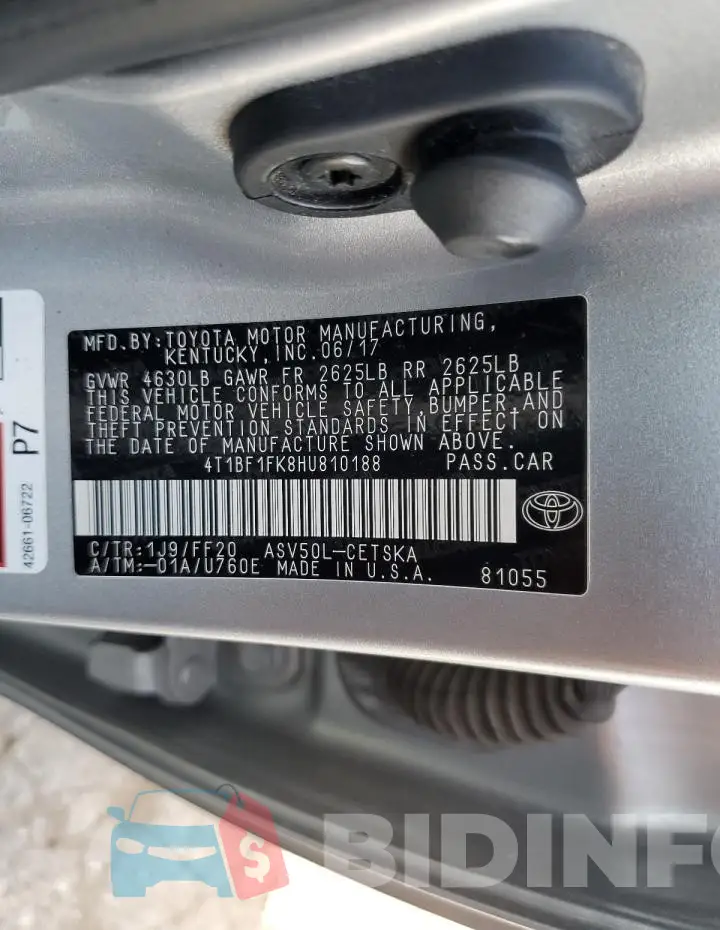 4T1BF1FK8HU810188 Photo# 12