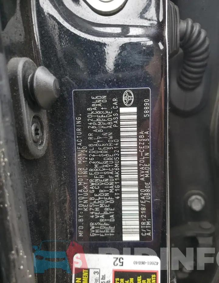 4T1G11AK6MU532140 Photo# 12