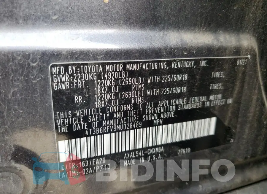 4T3B6RFV9MU028489 Photo# 12