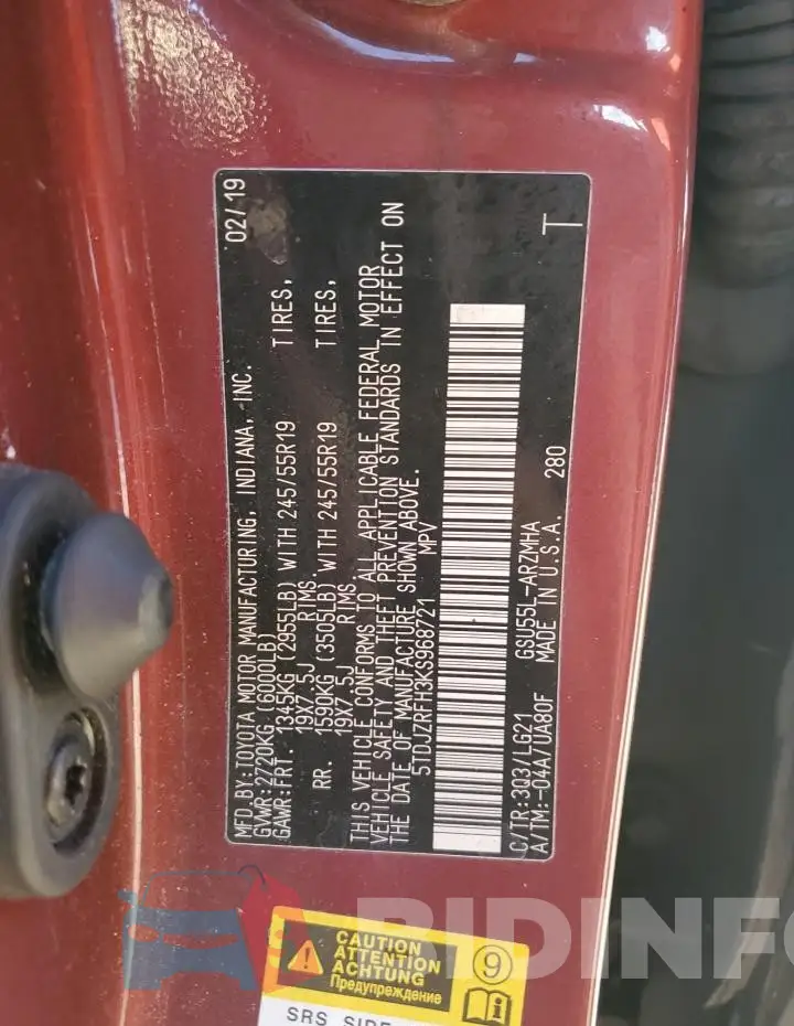 5TDJZRFH3KS968721 Photo# 13