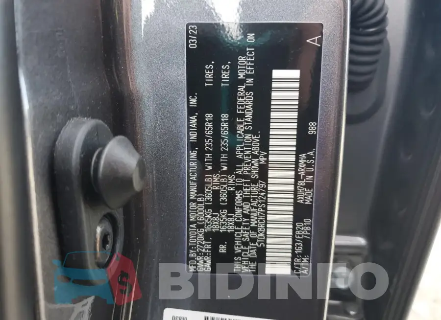 5TDKBRCH7PS124797 Photo# 13
